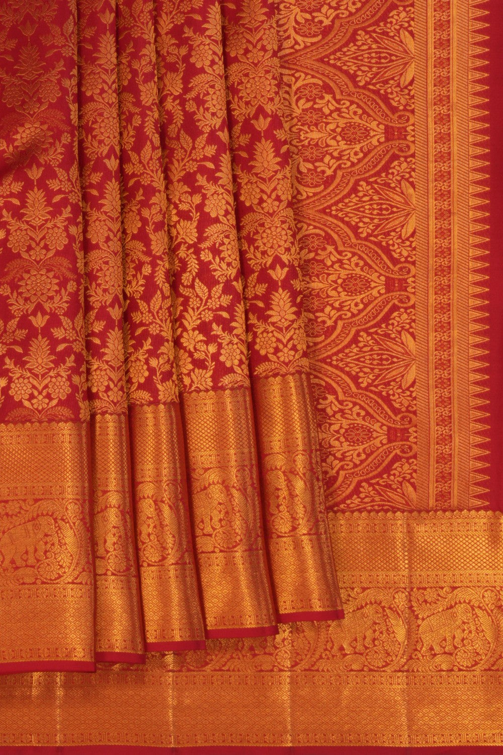 Image of Red Brocade Kanchipattu Saree